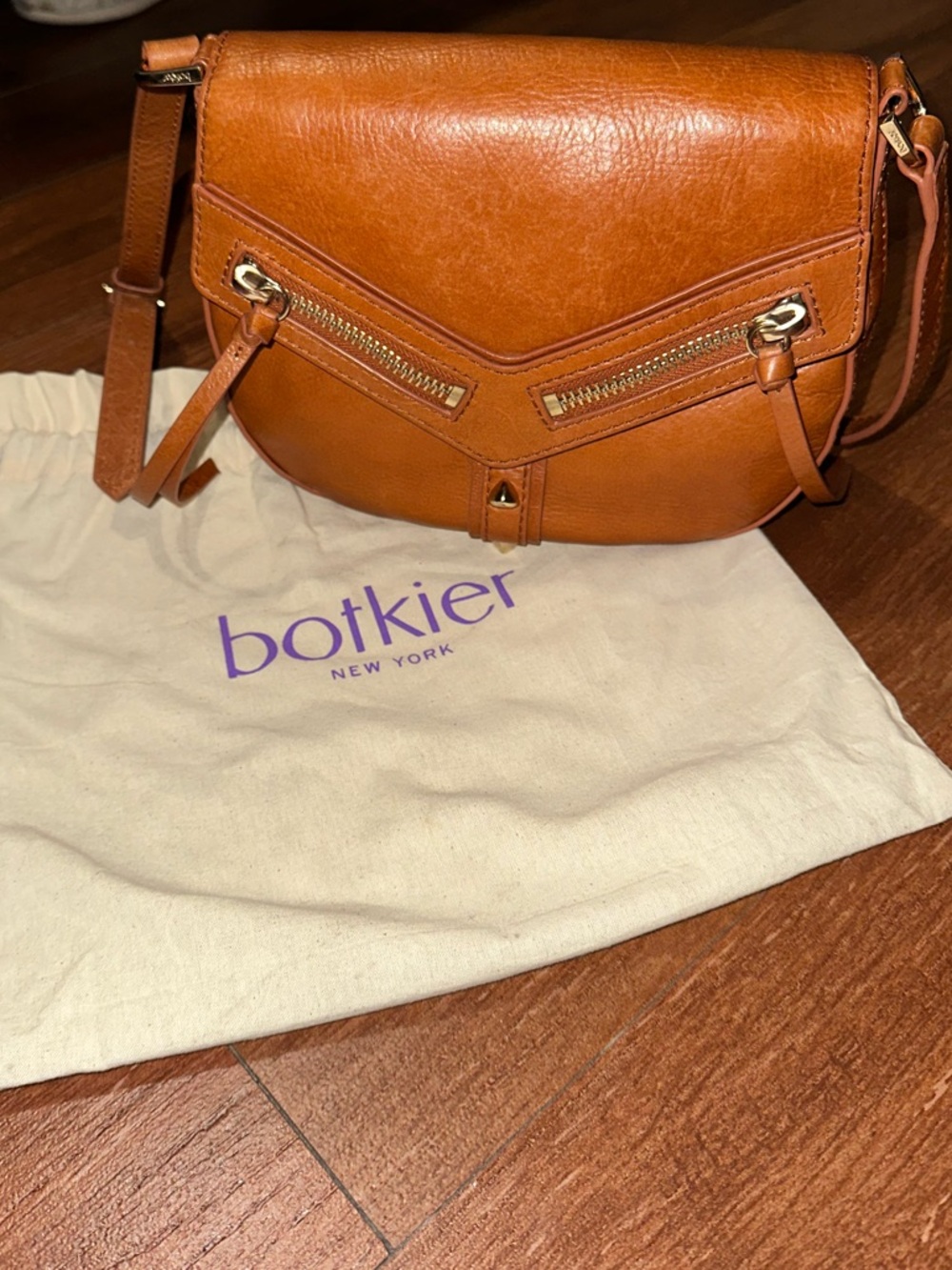 Botkier New York Brown Leather Studded Crossbody Bag NWOT + Dust Bag Y2K